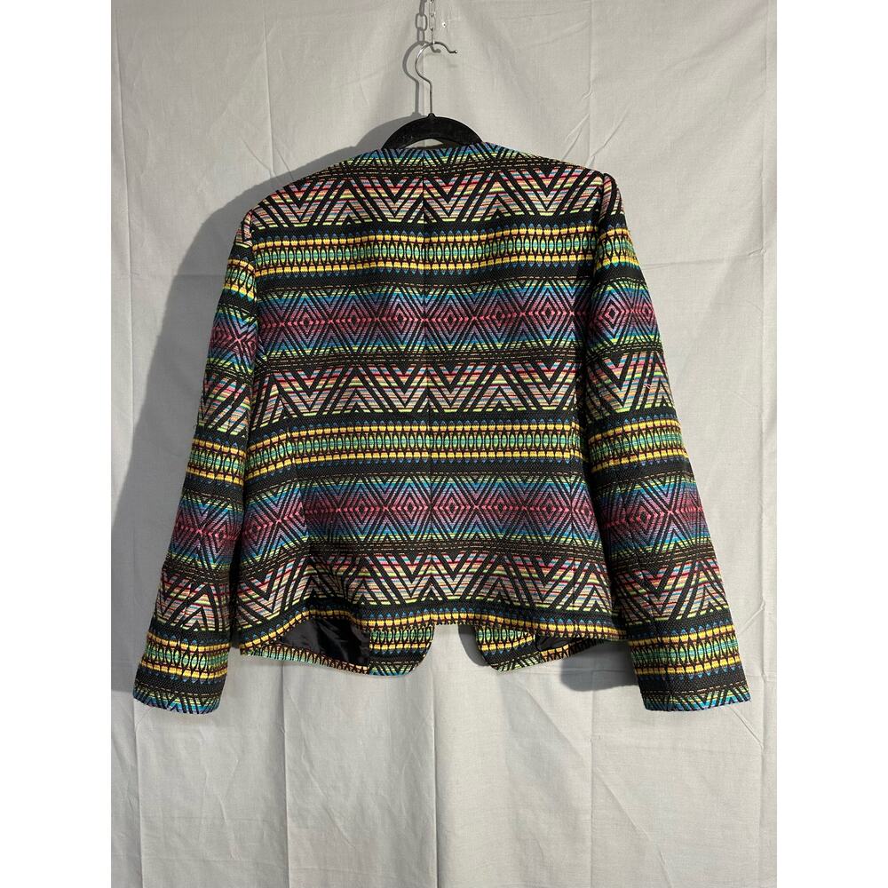 Y2K Vintage Jacket Women Large Black Colorful Western Aztec Boho Artsy Tapestry - Picture 3 of 6